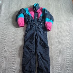 Fera Vintage Snowsuit Jumper  Women's Sz Vtg 8.   Black Pink Teal.